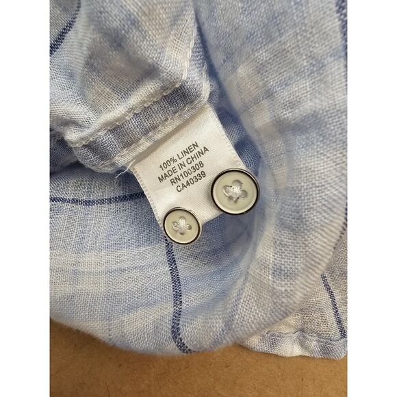 Peter Millar Linen Sport Shirt Men's XL Plaid Crown Sport Button Up Blue - Picture 11 of 13